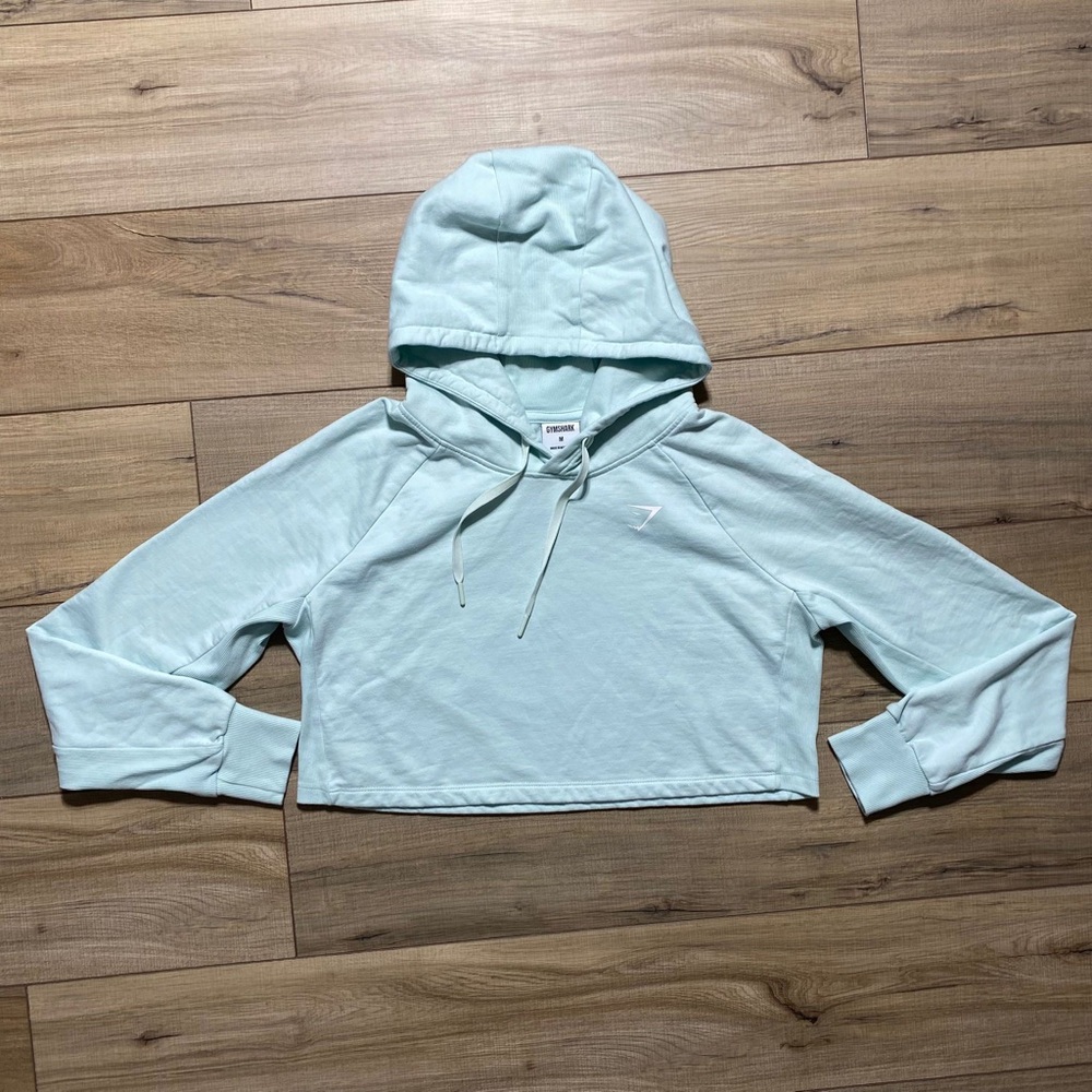 Gymshark Womens Training Cropped Hoodie Size Medium Light Green EUC